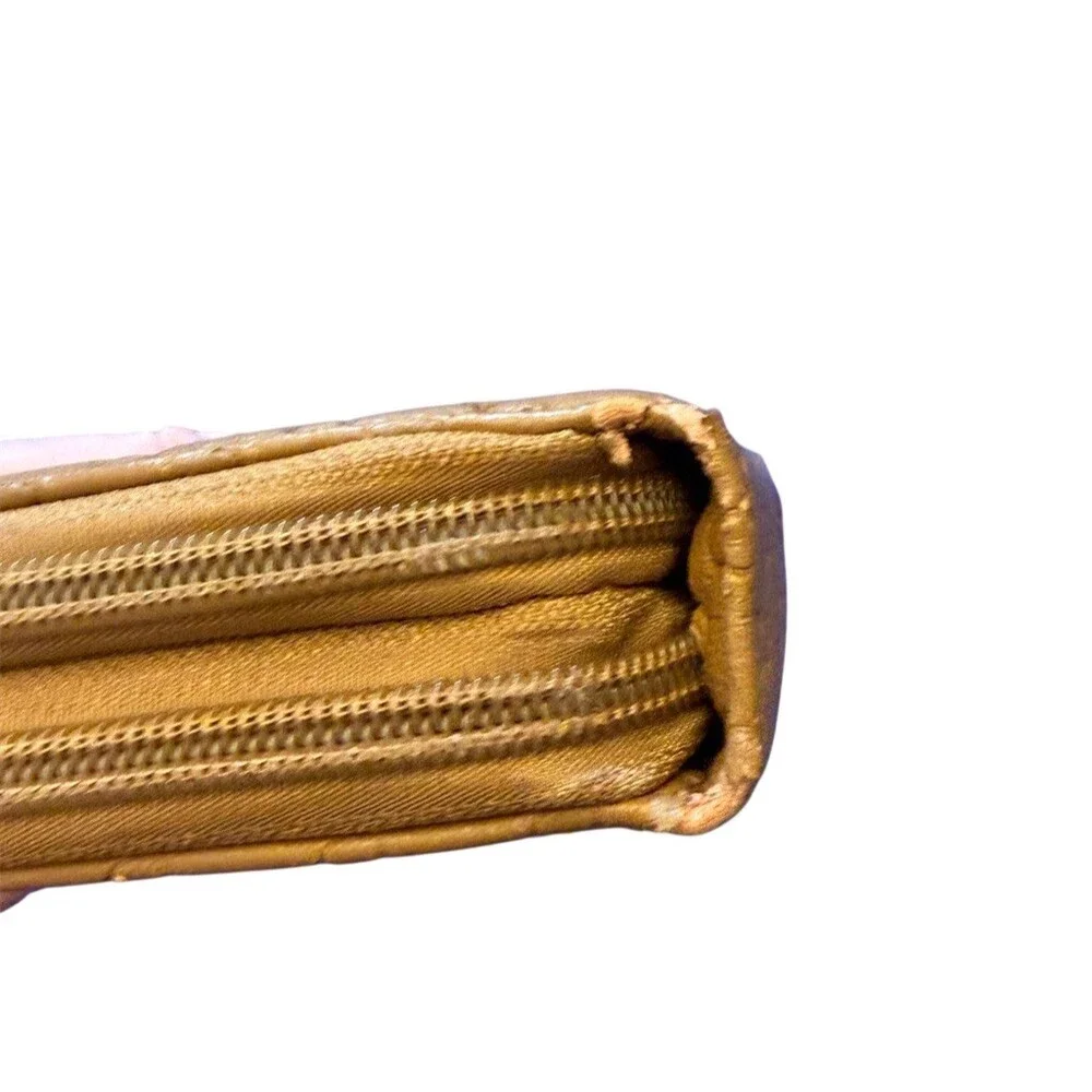 Wallet Womens One Size Beige Double Zip-Around Accordion Logo
